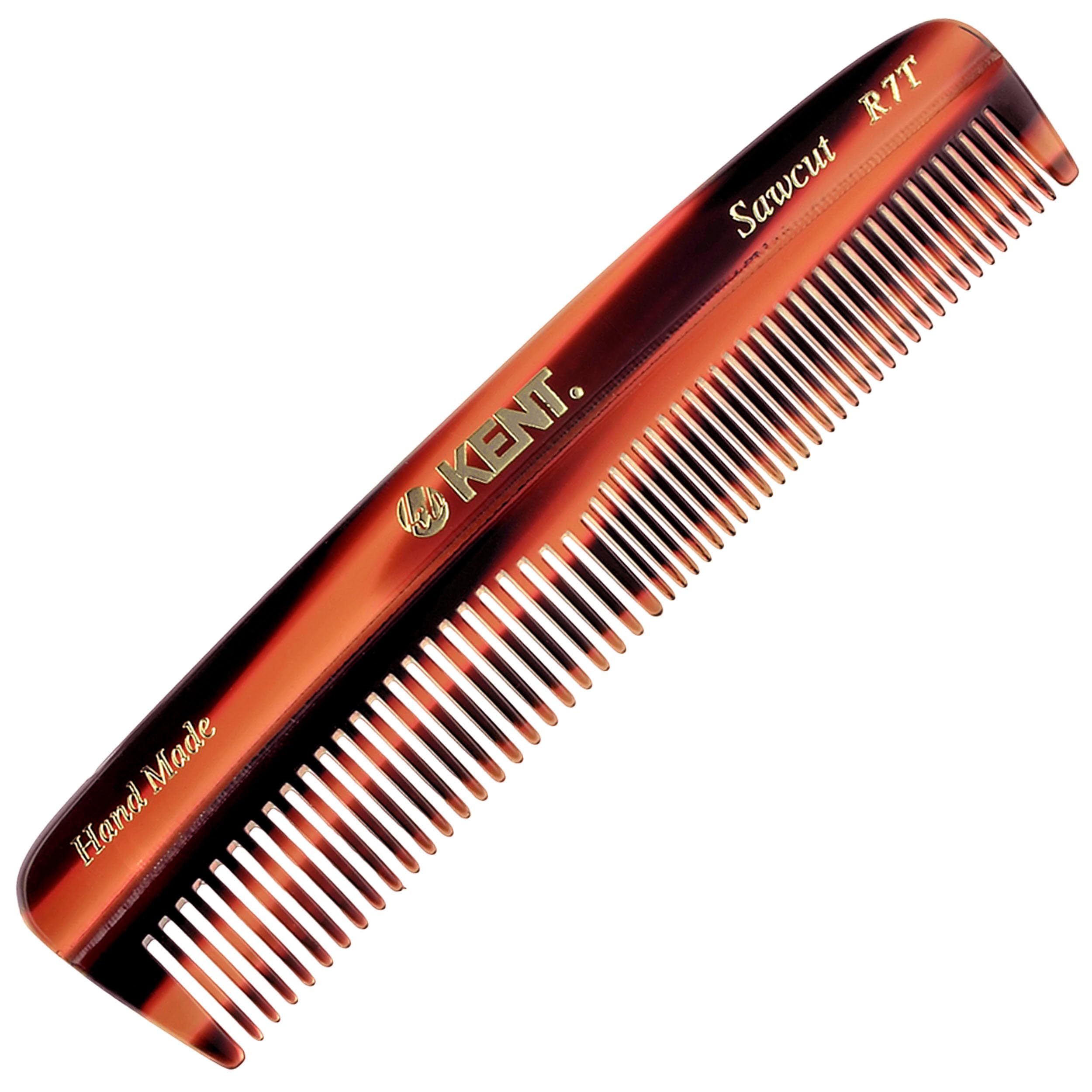 Kent R7T fine and wide tooth comb front view for precise grooming on the go.