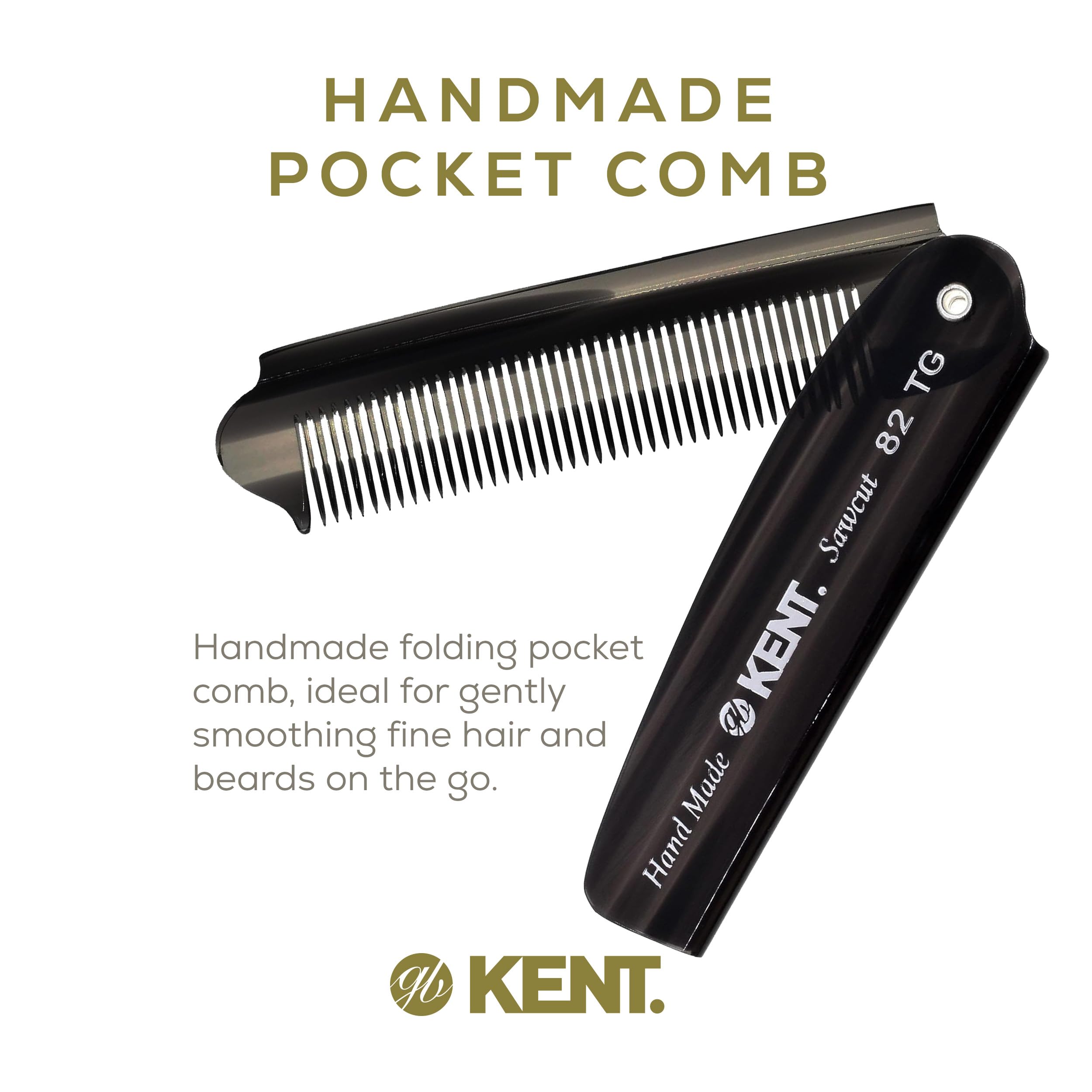 Kent saw-cut fine-tooth comb for smooth detangling and styling.