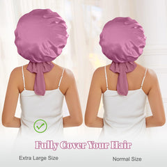 KEPUWAY bonete satén para dormir con diseño amplio para rizos y trenzas.