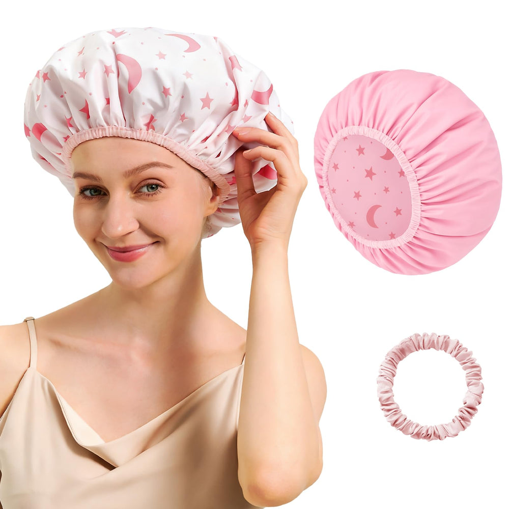 KEPUWAY gorro de ducha reversible para mujer impermeable, ideal para spa y piel sensible.