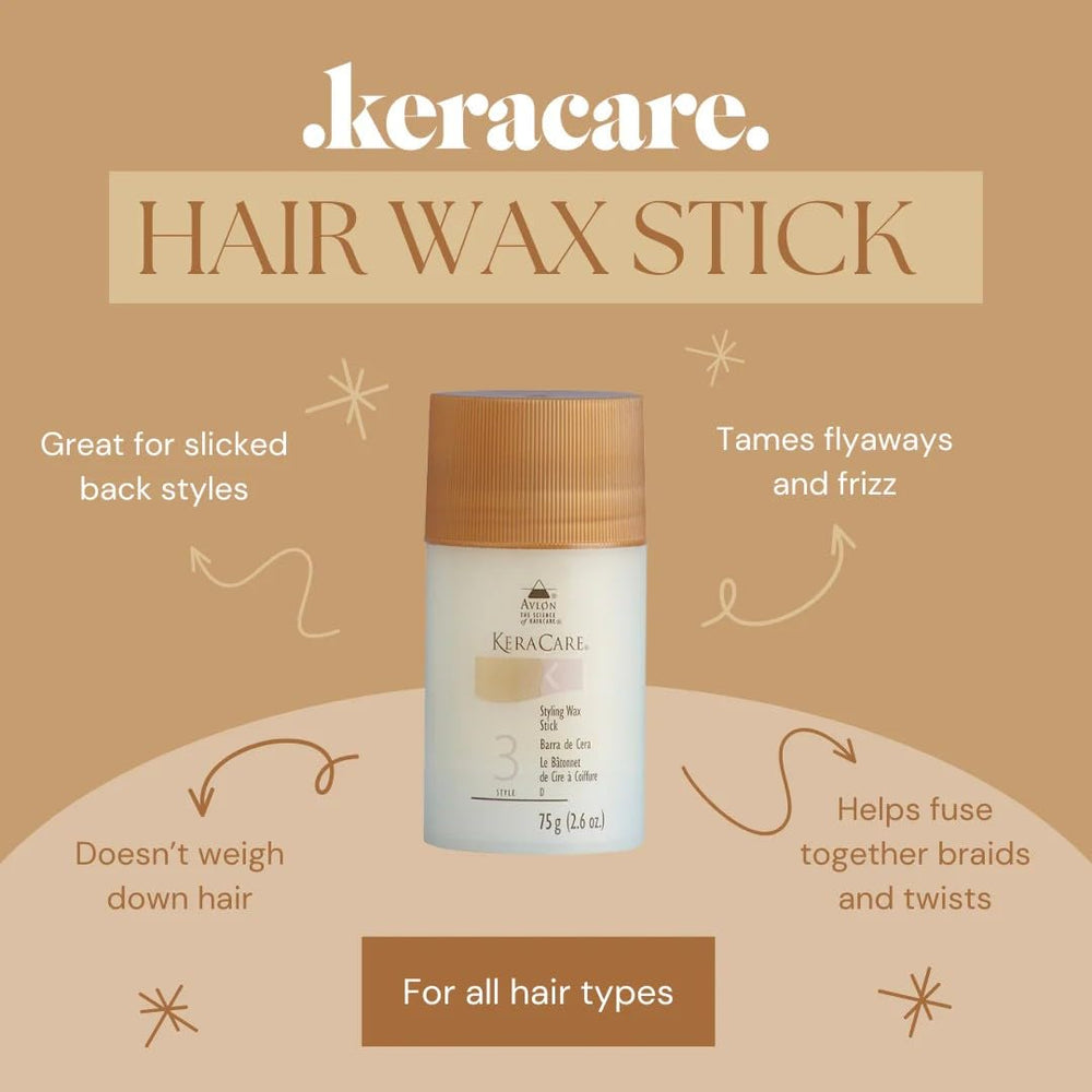 KeraCare Hair Wax Stick define textura y estilo con agarre flexible.