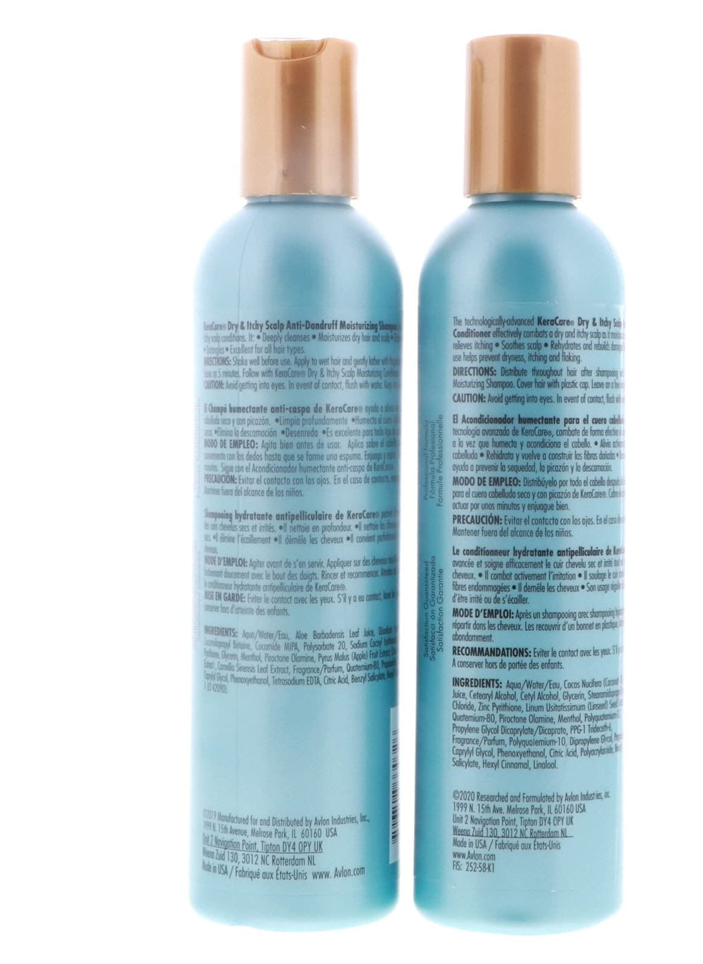 KeraCare set on bathroom shelf with 8 oz bottles ready for routine detangling and moisture