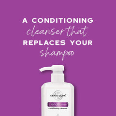 KERACOLOR Clenditioner application routine image demonstrates no-lather cleansing and conditioning