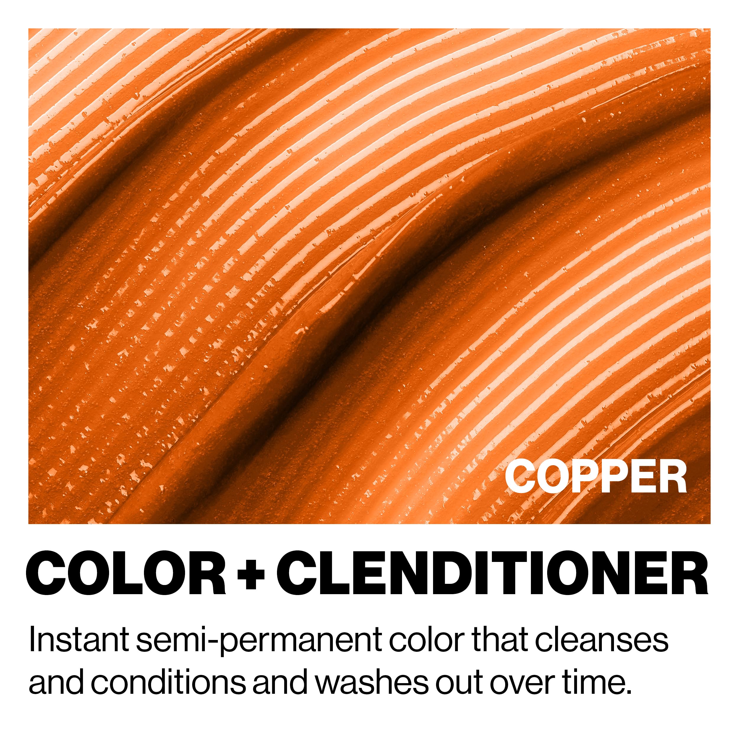 Application on a hair strand reveals direct color deposit from Keracolor Clenditioner Copper.