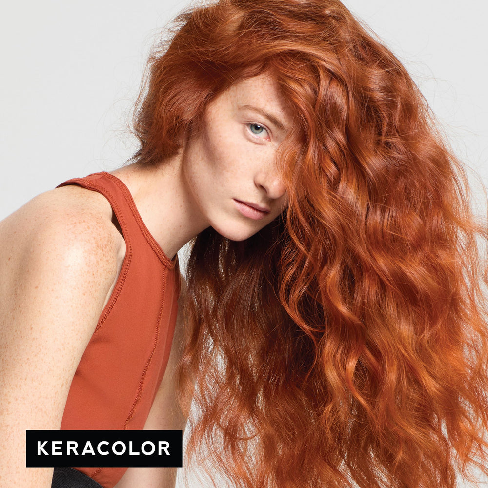 Hair appears shiny and smooth after color deposit with Keracolor Clenditioner Copper.