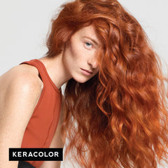 Hair appears shiny and smooth after color deposit with Keracolor Clenditioner Copper.