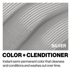 Light blonde hair shows silver tint from Clenditioner.