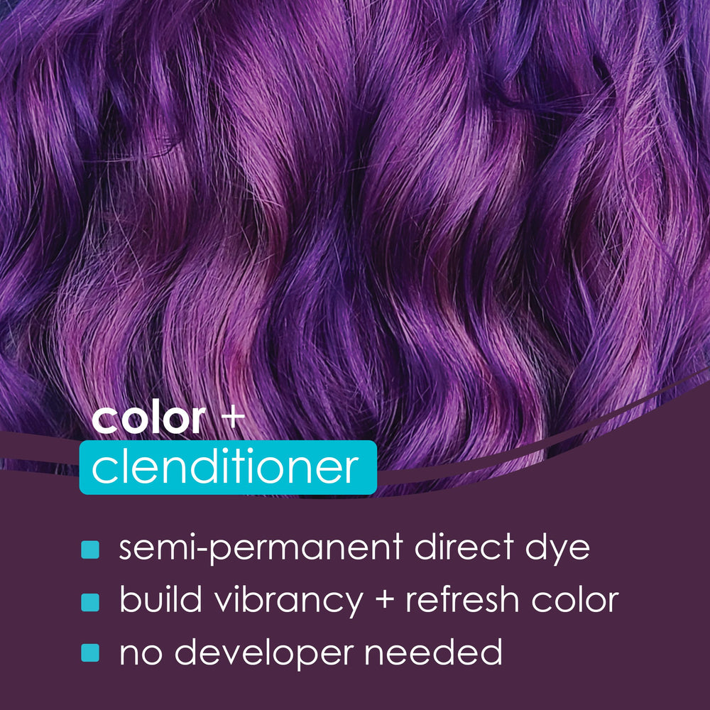Keracolor Color + Clenditioner bottle pour demonstrates quick tint application for vibrant tones.