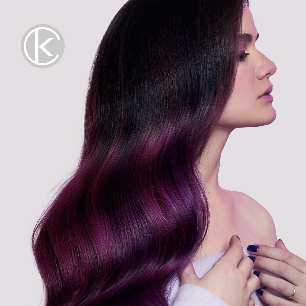 Keracolor Color + Clenditioner dry-hair application for bolder color on brunette strands.