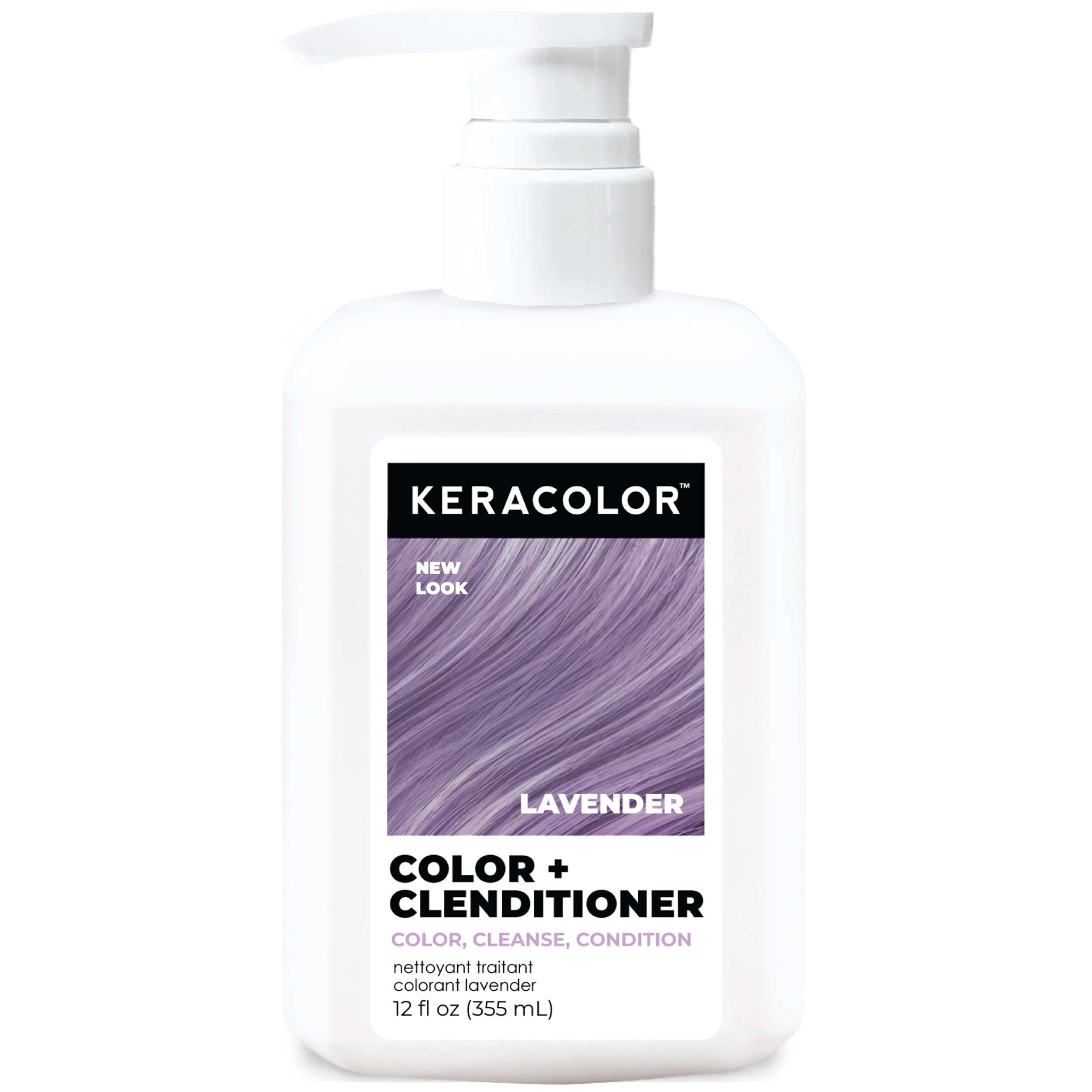 Keracolor Color + Clenditioner lavender bottle pour for quick color refresh.