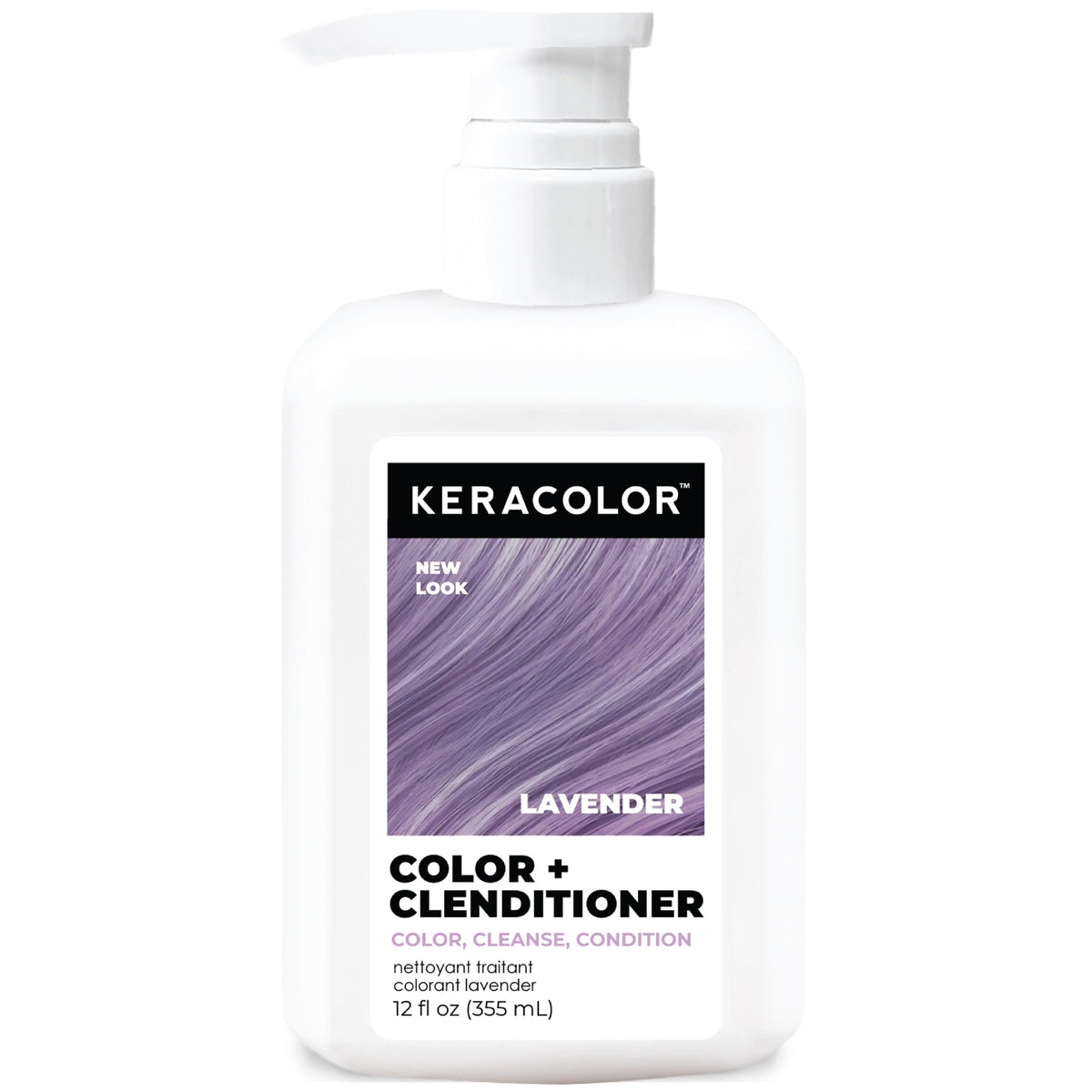 Keracolor Color + Clenditioner lavender bottle pour for quick color refresh.
