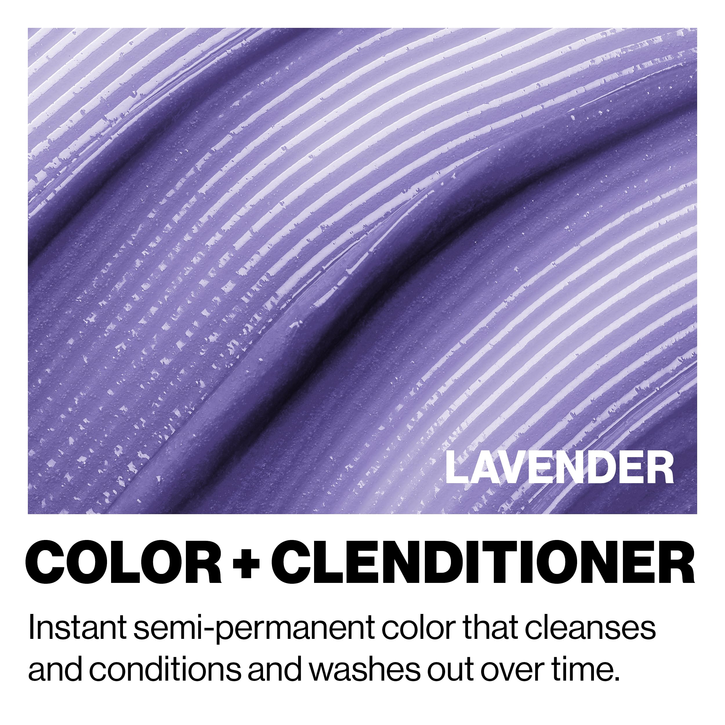 Keracolor Color + Clenditioner lavender color swatch on hair strand for vibrancy.