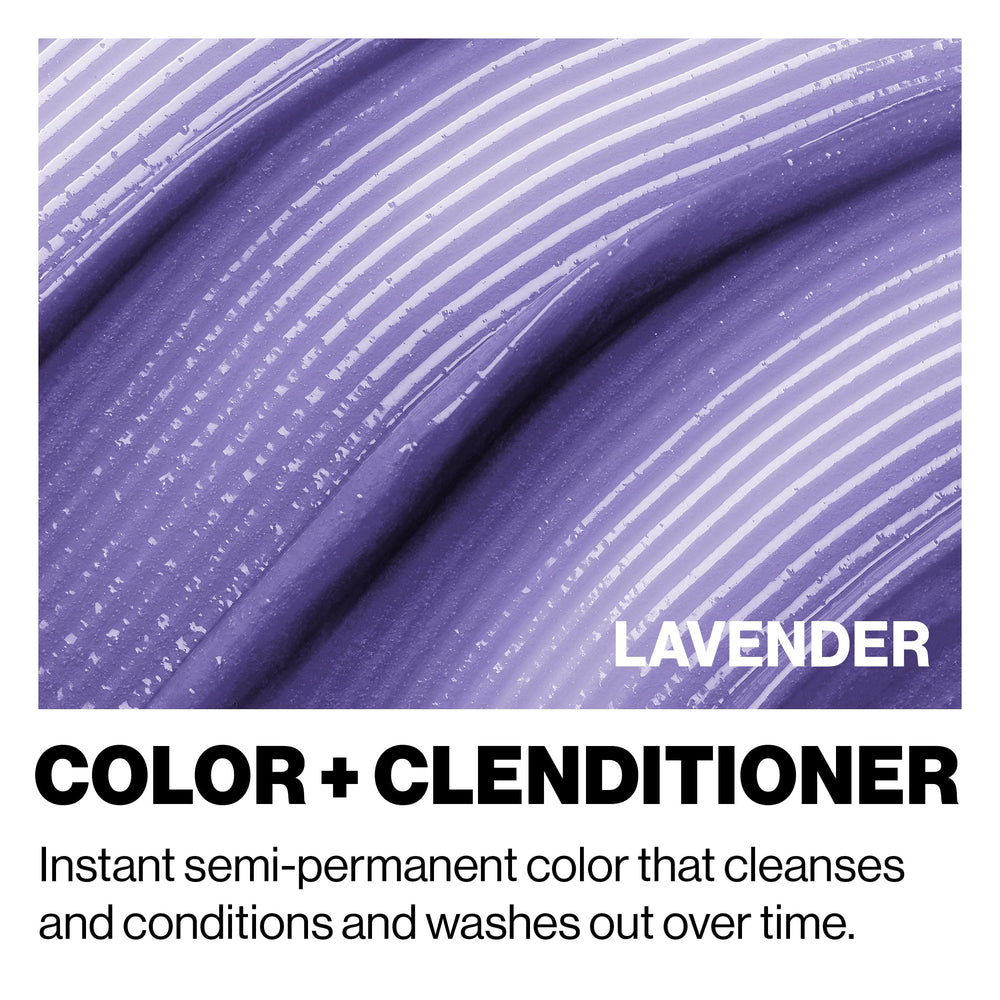Keracolor Color + Clenditioner lavender color swatch on hair strand for vibrancy.