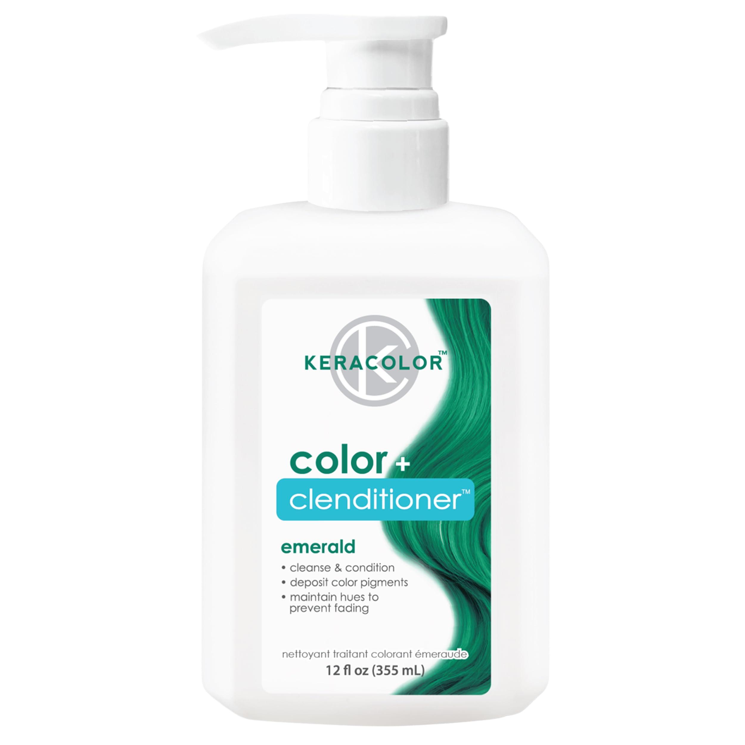 Keracolor Emerald bottle pour shows color deposit with each wash