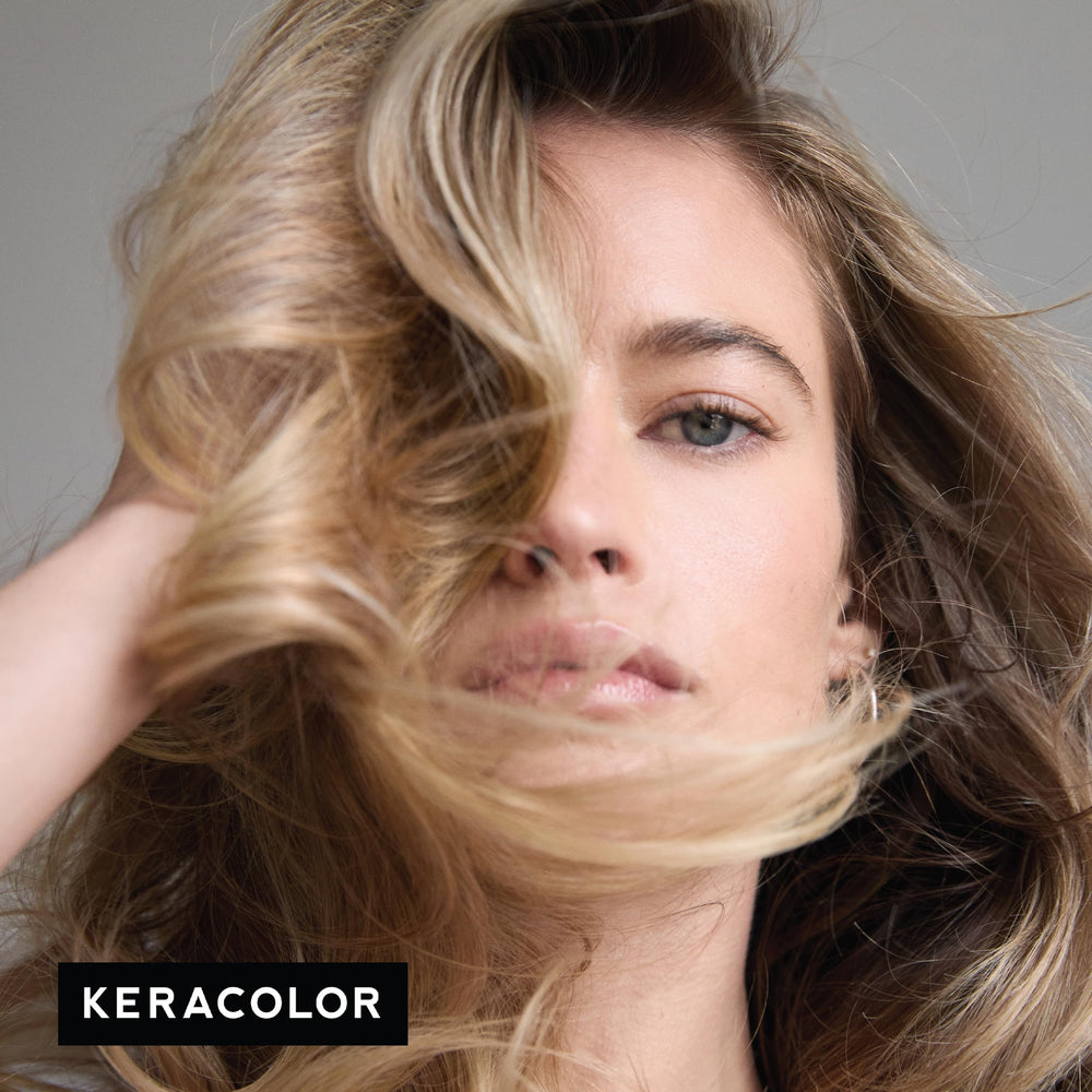 Keracolor Honey on dry hair demonstrates bolder color deposition.