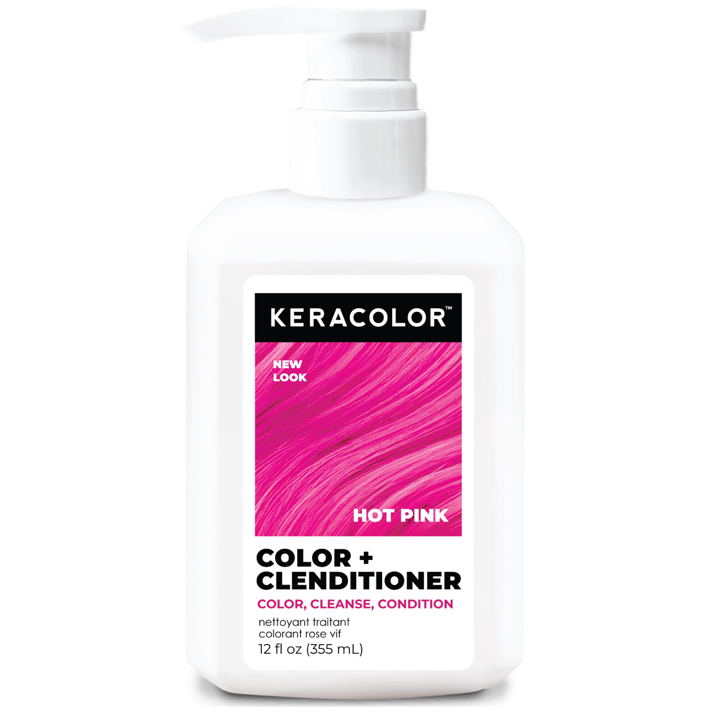 KERACOLOR HOT PINK bottle closeup showing bold color deposit for at-home color refresh