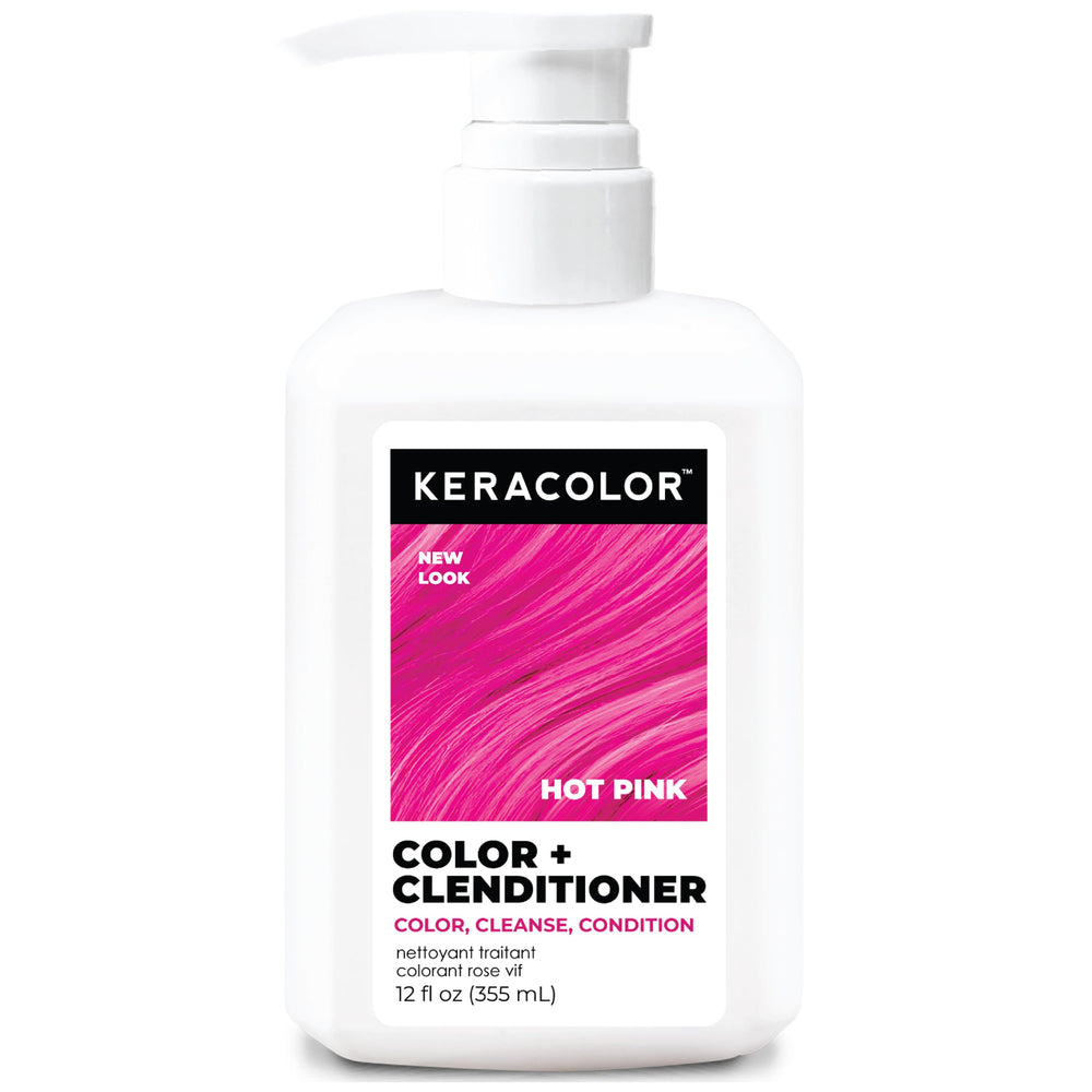 KERACOLOR HOT PINK bottle closeup showing bold color deposit for at-home color refresh
