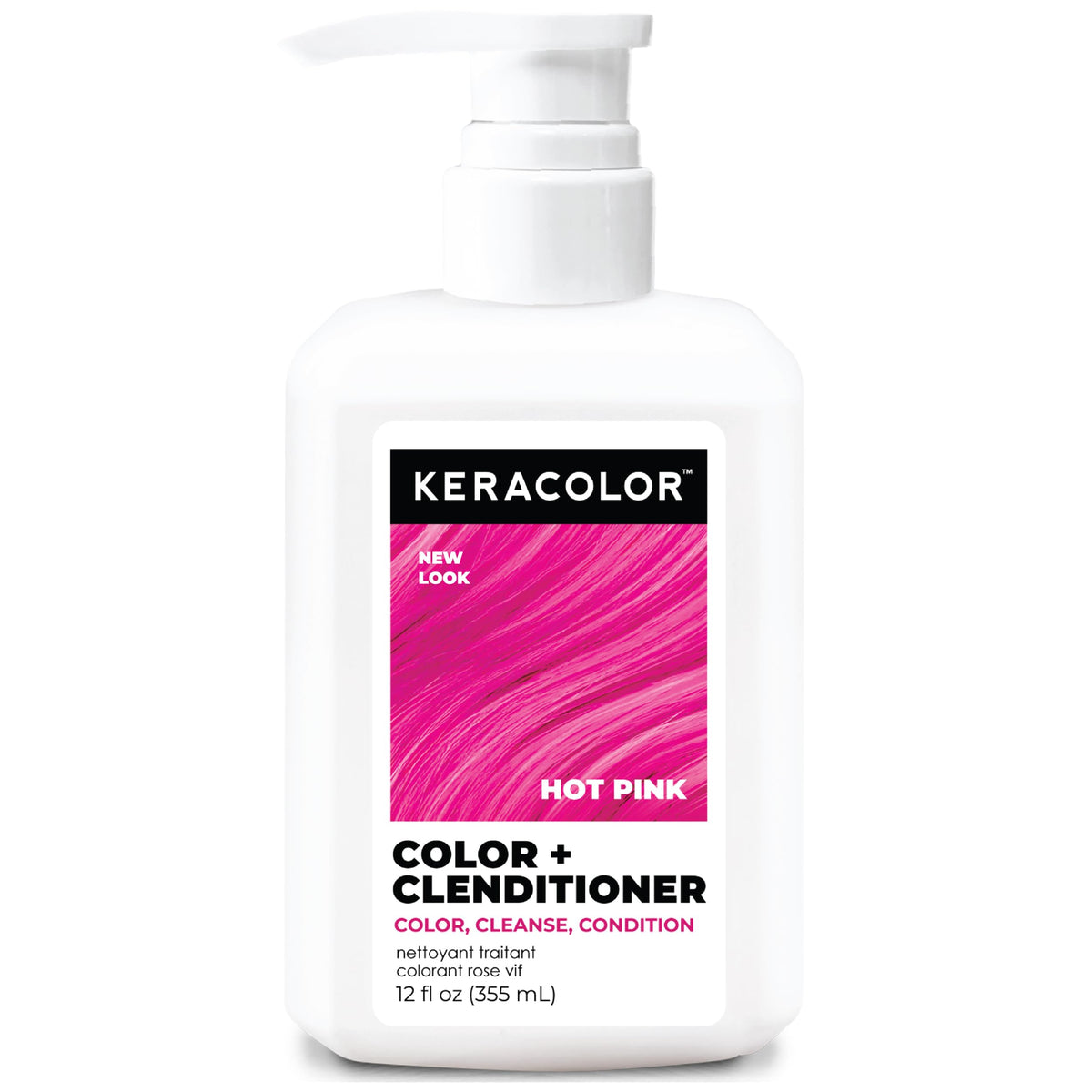 KERACOLOR HOT PINK bottle closeup showing bold color deposit for at-home color refresh