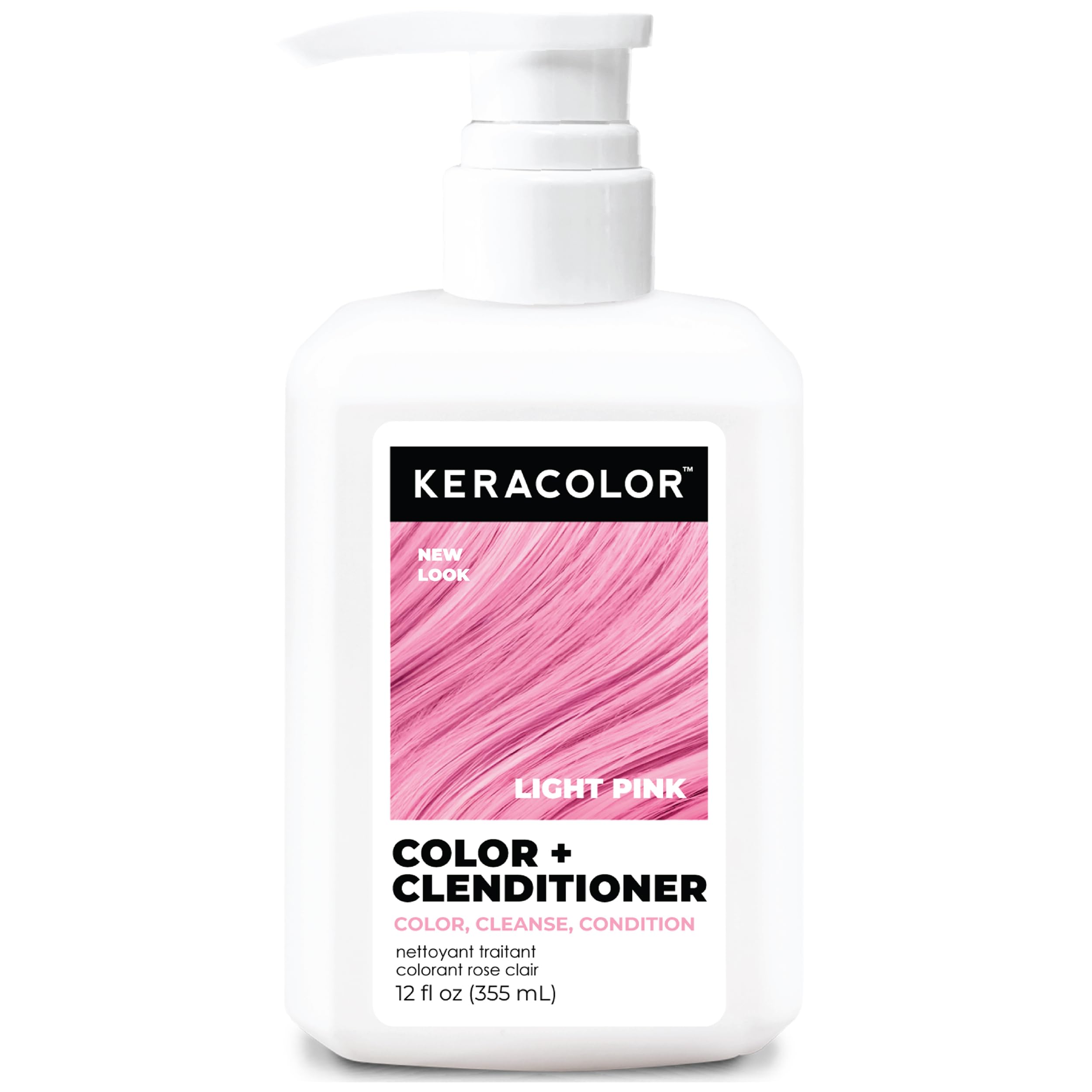 KERACOLOR Clenditioner Light Pink bottle shown for easy color refresh between salon visits.