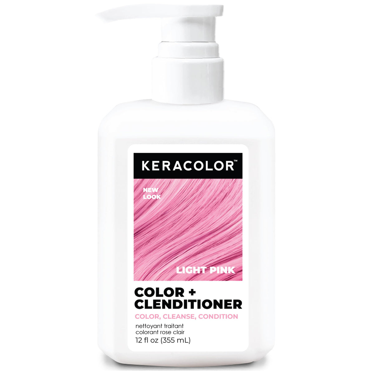 KERACOLOR Clenditioner Light Pink bottle shown for easy color refresh between salon visits.
