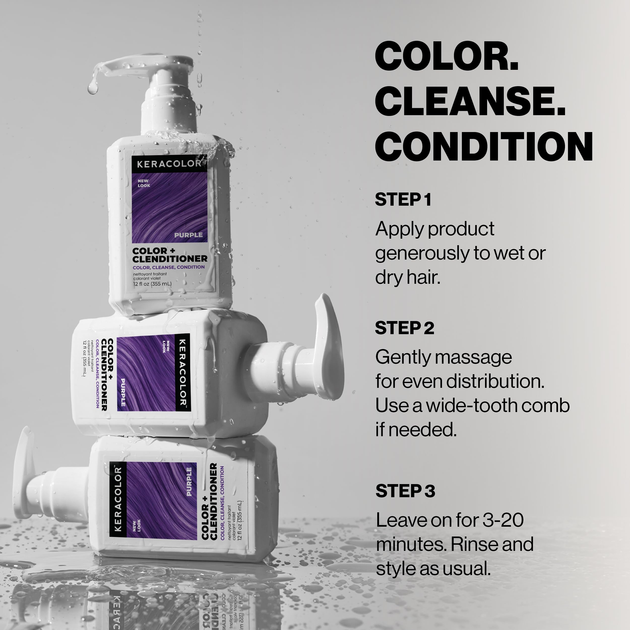 Keracolor low-foam formula cleanses while depositing color without harsh stripping.