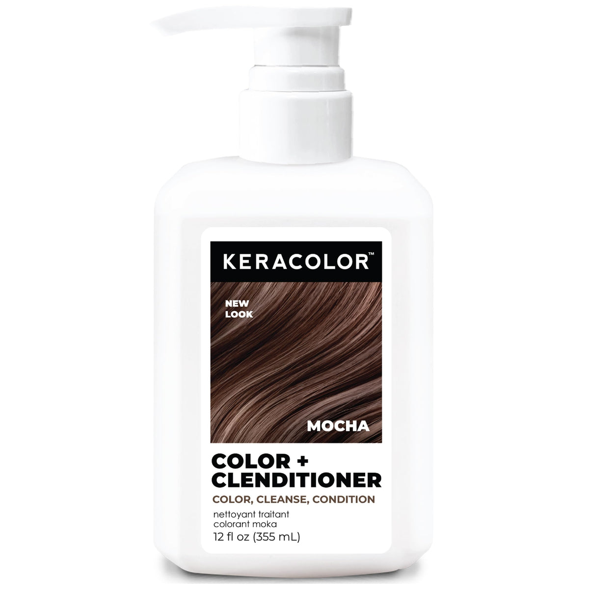 Keracolor MOCHA bottle pour showing color deposit for a refreshed shade.