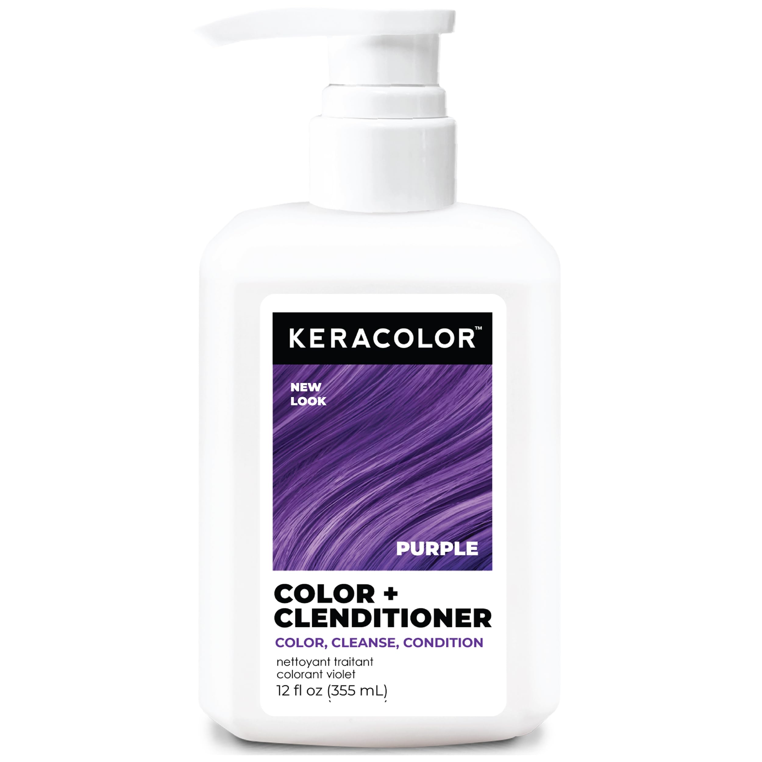 Keracolor purple hair dye bottle showing vibrant, deposit-only color for at-home refresh.