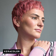 Hair sectioning during Keracolor Rose Gold Clenditioner application for even color.