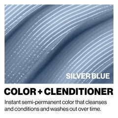 Hair being coated with Keracolor Silver Blue during application.
