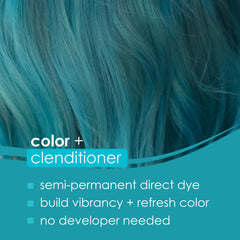 Keracolor Teal color deposit swatch on hair for bold semi-permanent shade