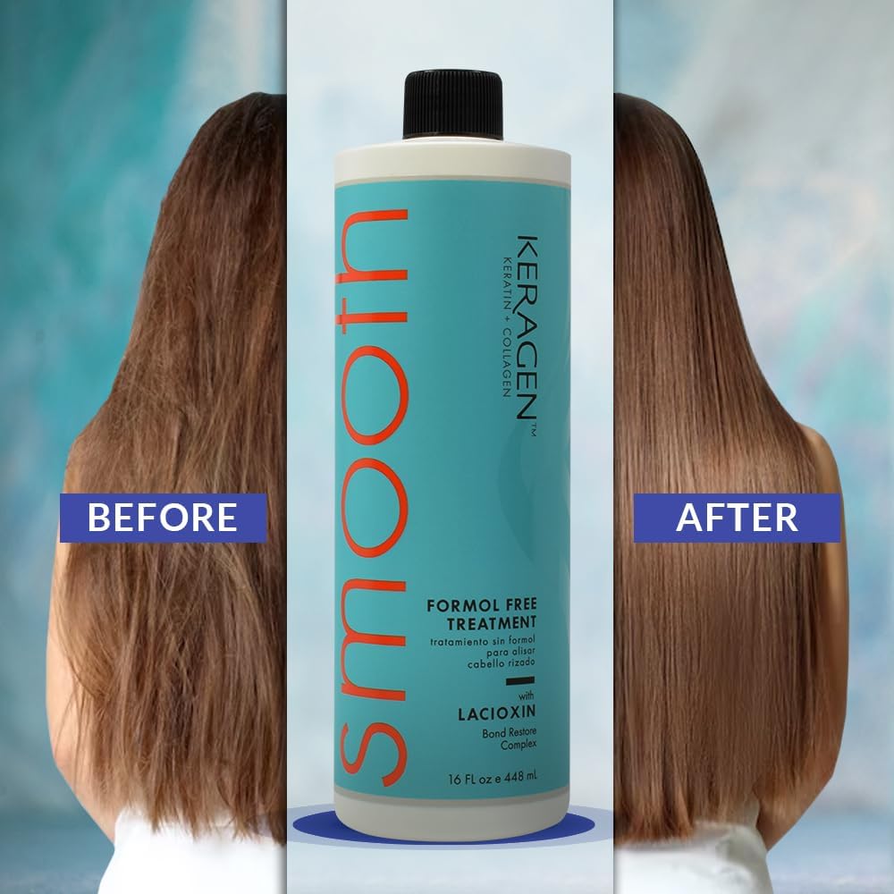 KERAGEN Keratin Smoothing Treatment ready bottle shown for at-home use