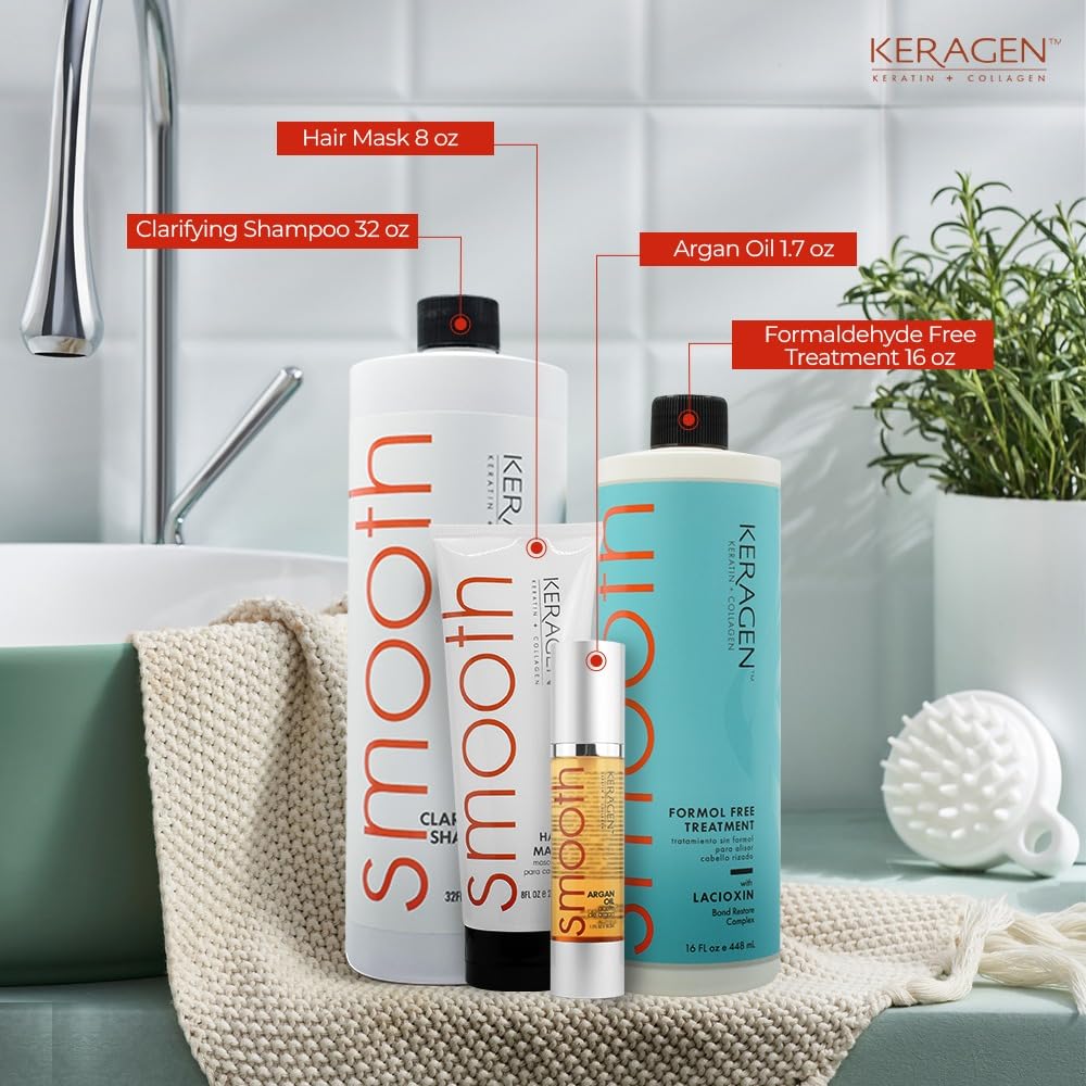 KERAGEN clarifying shampoo 32oz bottle preps hair for smoother keratin treatment