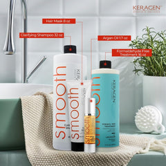KERAGEN clarifying shampoo 32oz bottle preps hair for smoother keratin treatment