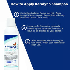 Keralyt 5 foamy lather on hair demonstrates cleansing effectiveness.