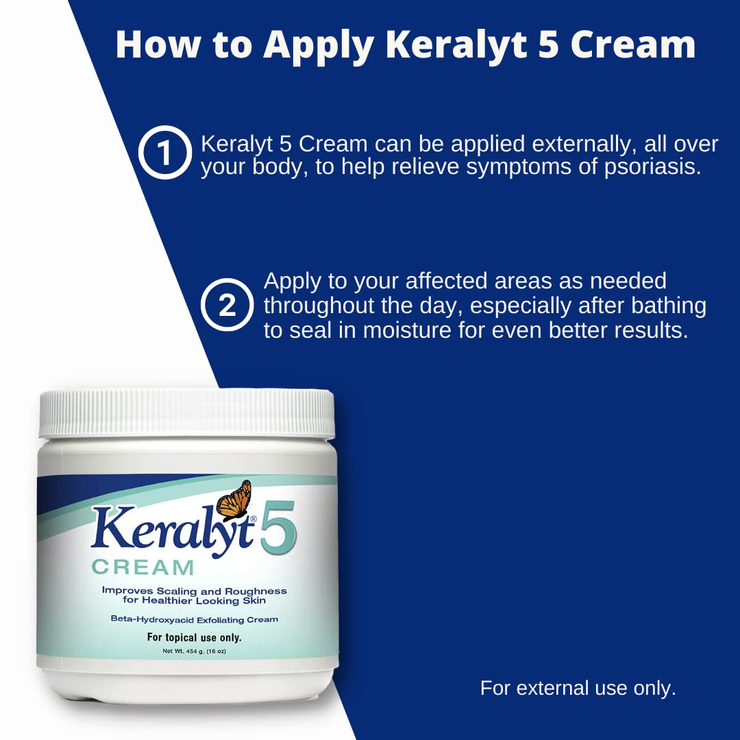 After-bath use with Keralyt 5 cream to seal in moisture.