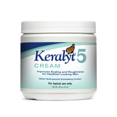Keralyt 5 psoriasis cream bottle for exfoliating relief and hydration.