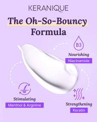 Keranique conditioner-application-closeup highlights a lightweight formula for no-wax texture.