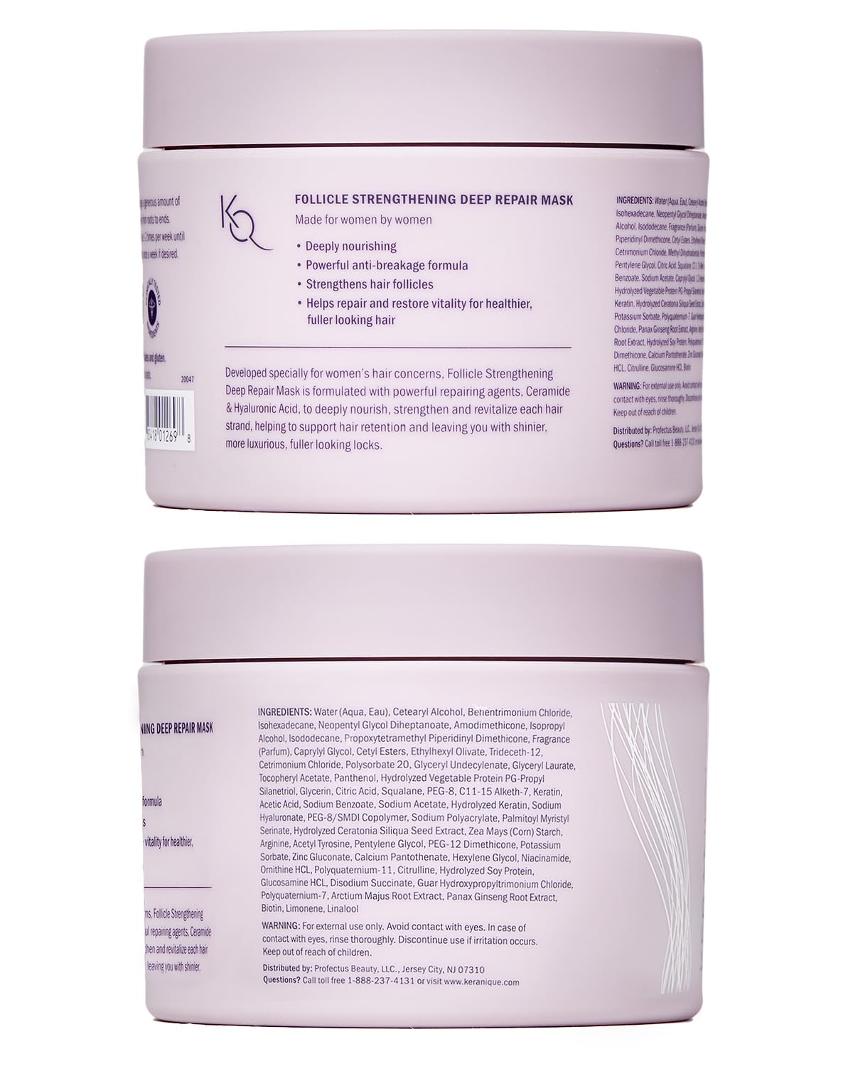 Keranique hair mask finish softness with styled shine.