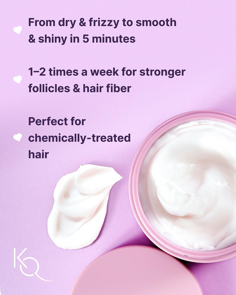 Keranique hair mask hydration application demonstrates smooth, hydrated strands.