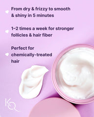 Keranique hair mask hydration application demonstrates smooth, hydrated strands.