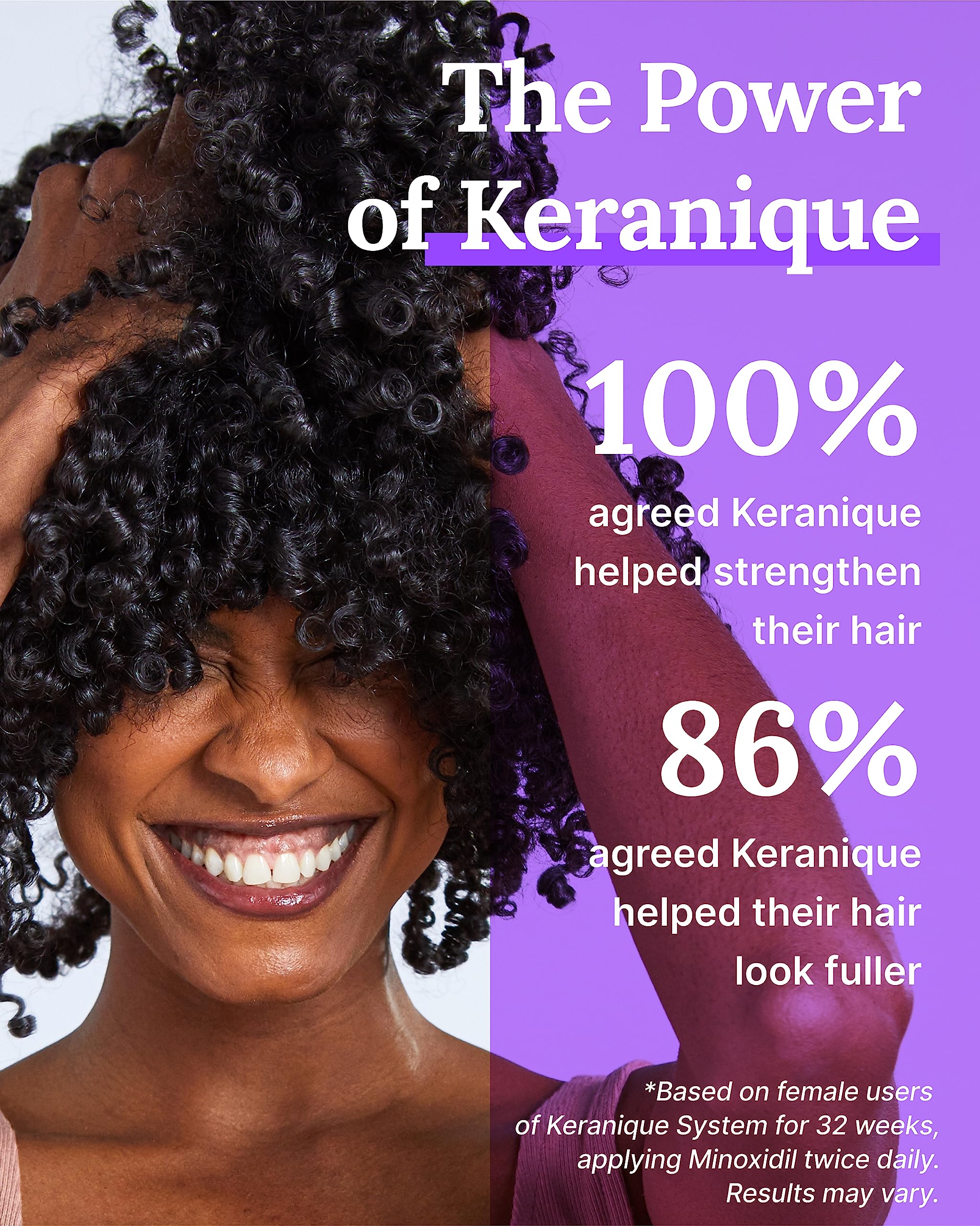 Keranique user community graphic celebrating two million women