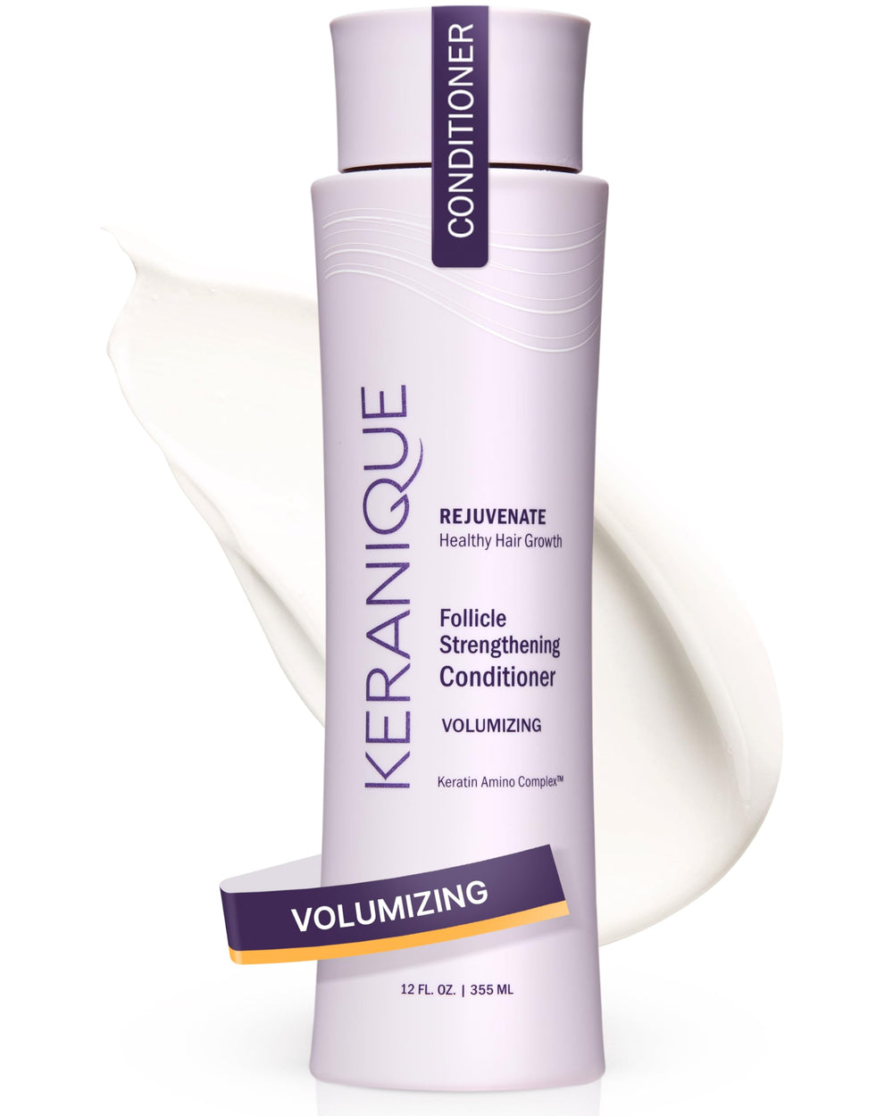Keranique volume bottle pour demonstrates easy application for added fullness.
