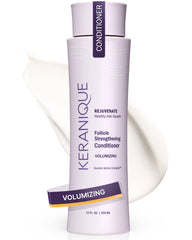 Keranique volume bottle pour demonstrates easy application for added fullness.