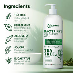 KERAPIL Bacterinyl Jabón Corporal con Aceite de Árbol de Té – Antibacteriano y Antifúngico, 16 onzas, Hecho en EE. UU.