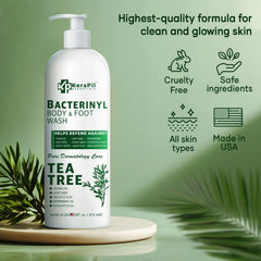 KERAPIL Bacterinyl Jabón Corporal con Aceite de Árbol de Té – Antibacteriano y Antifúngico, 16 onzas, Hecho en EE. UU.