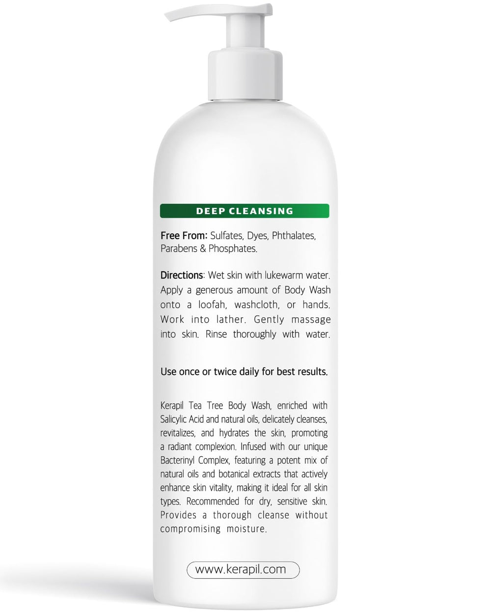 KERAPIL Bacterinyl bottle proudly labeled Made in USA and cruelty-free.