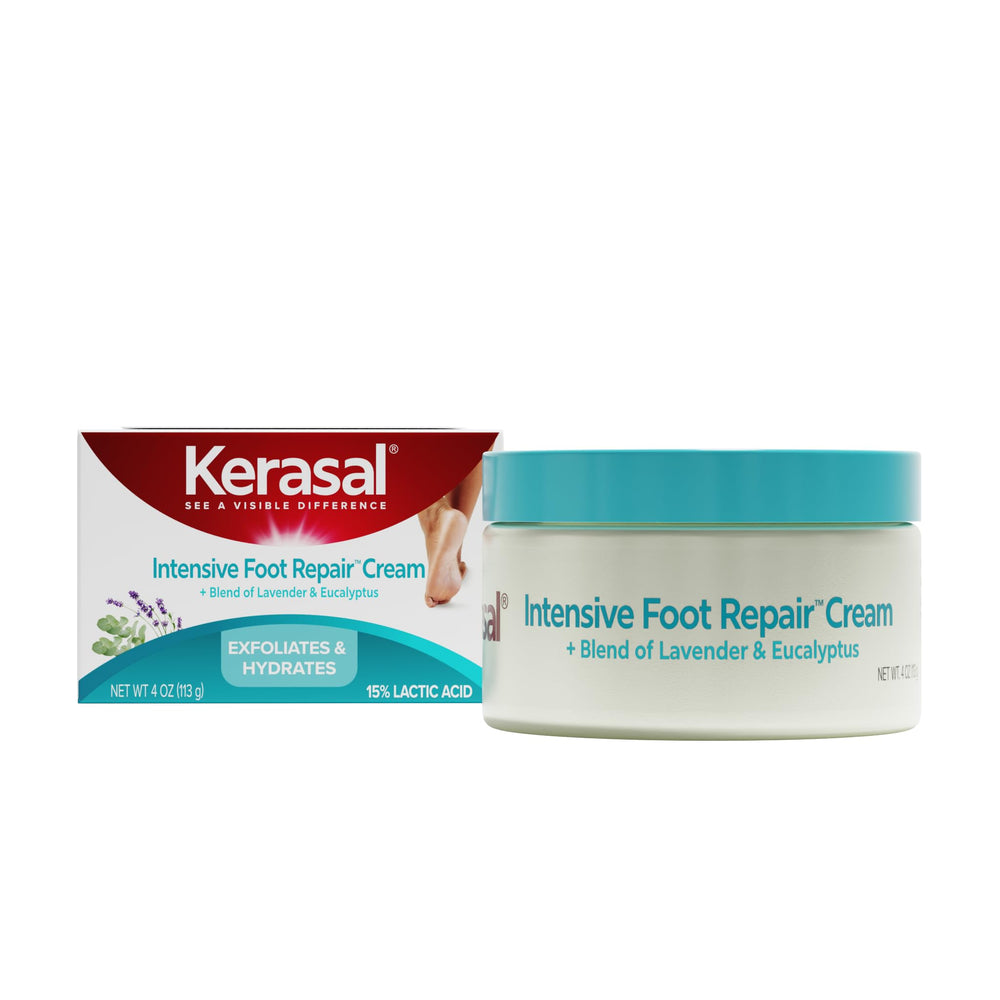 Crema Kerasal para pies en envase, reparación intensiva para piel áspera.