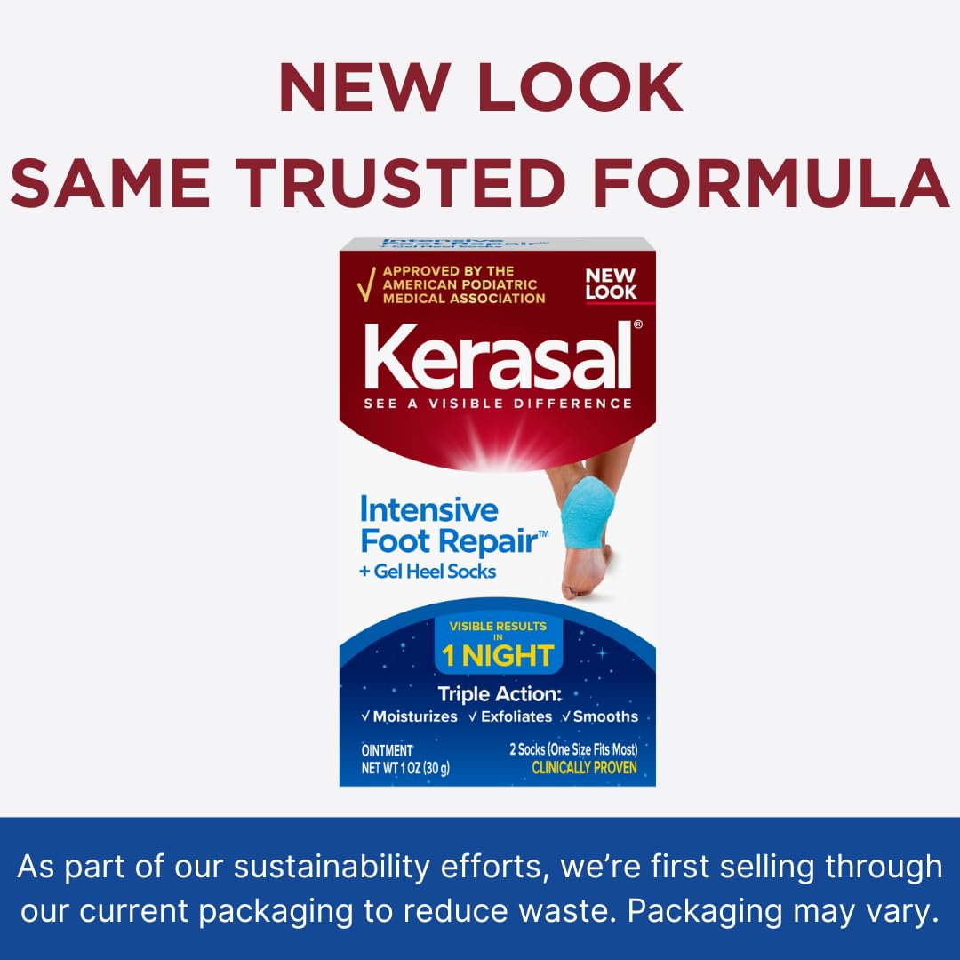 Kerasal moisturizing gel socks pair ready to soften dry skin overnight.
