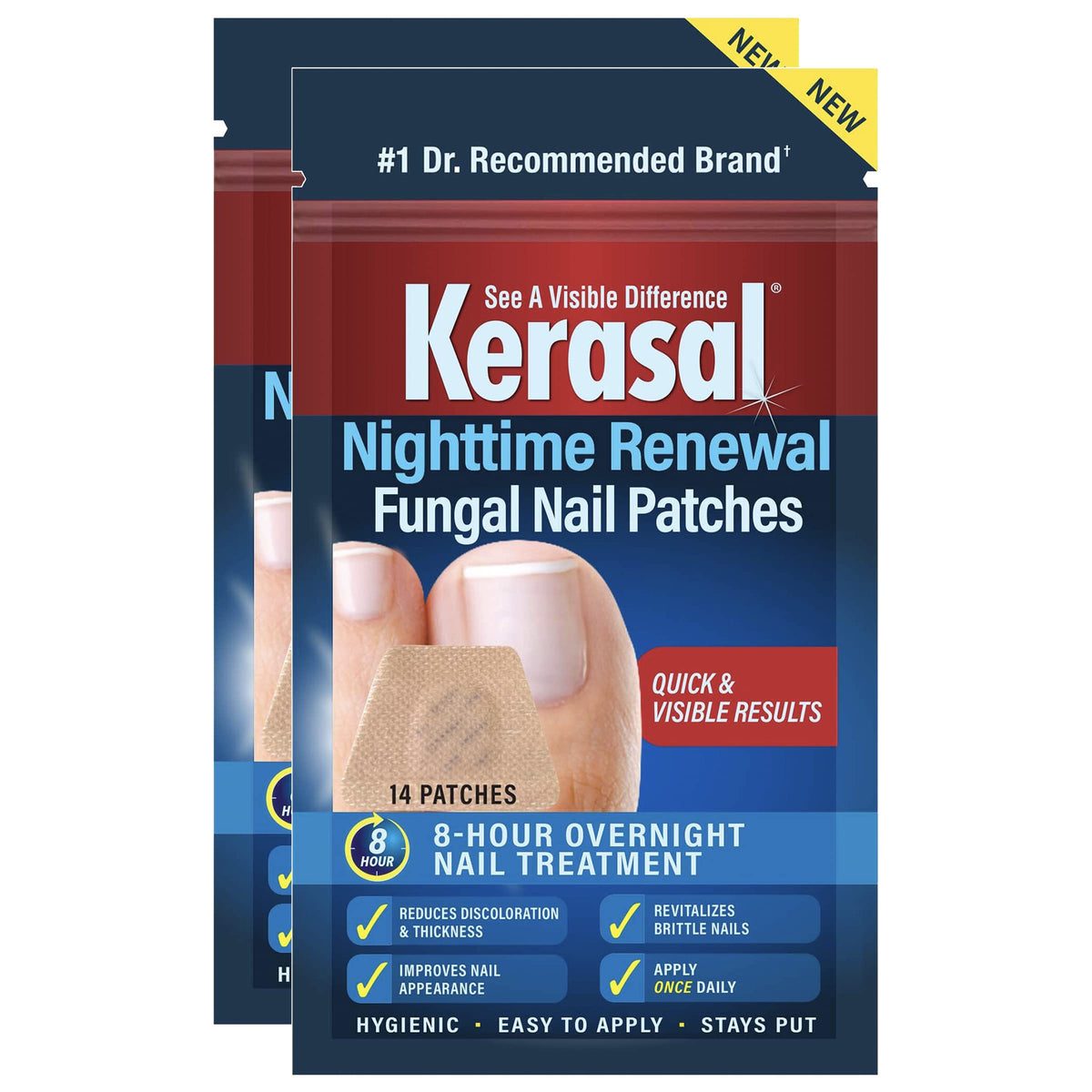Kerasal Nighttime Renewal patches twin pack ready for overnight nail care