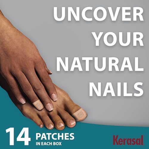 Kerasal parches para uñas, uso en manos y pies, cuidado duradero.